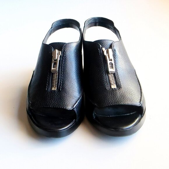 3.1 Phillip Lim Black Leather Open Toe Slingback Block Heel Loafers / Shoes 8.5 - Picture 5 of 16